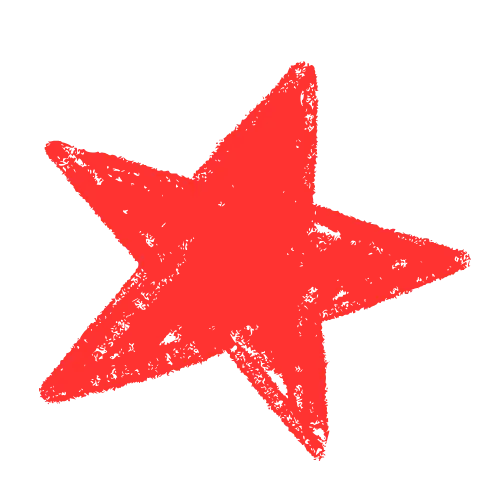 A decorative red star graphic