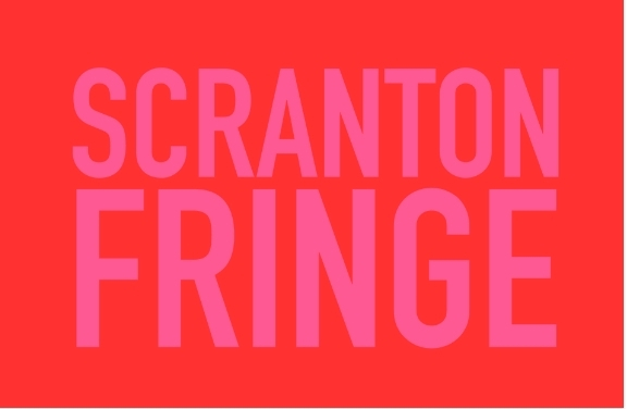 This image has a bold red background with large pink text reading SCRANTON FRINGE in all capital letters. There is low contrast between the letters and the background.